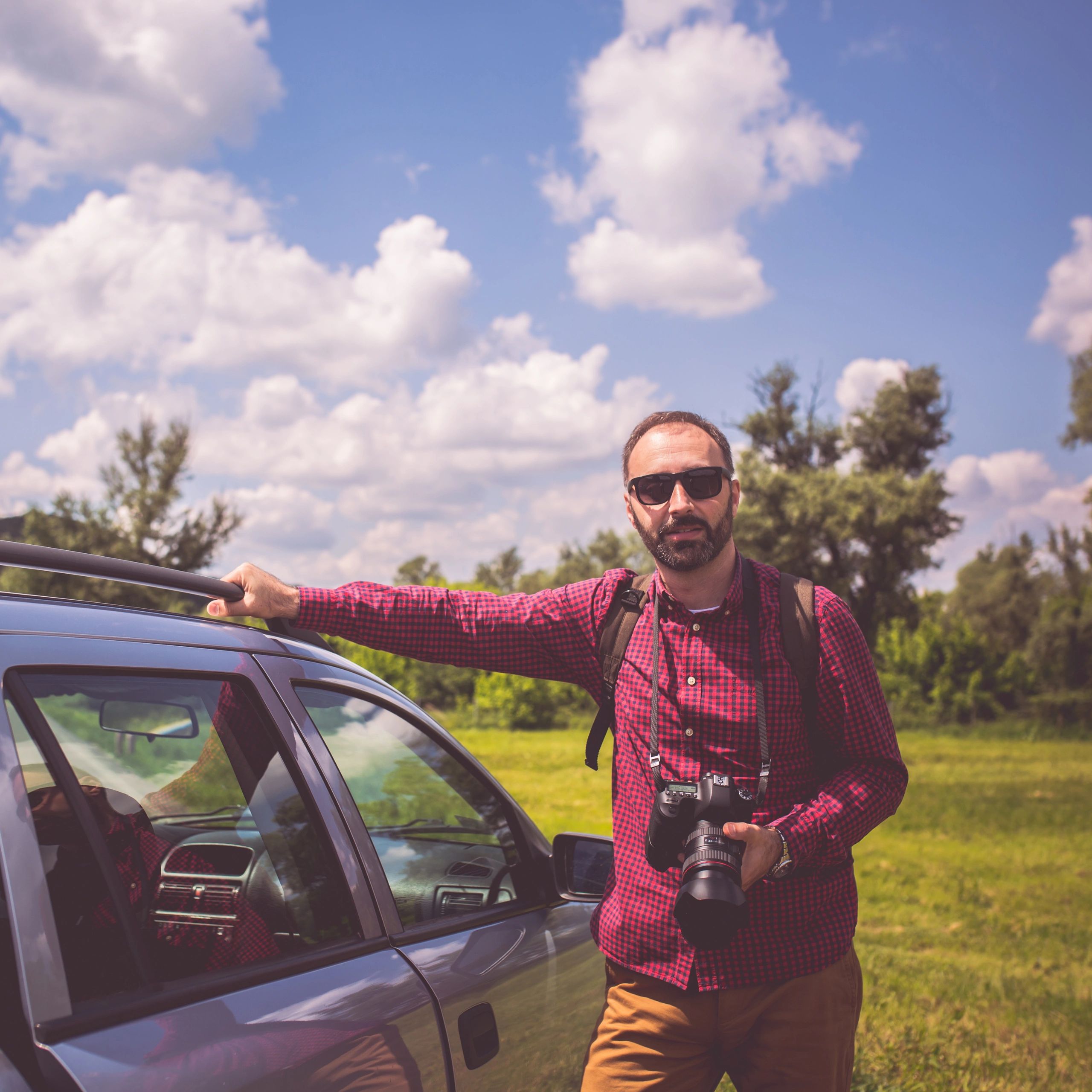 Traveler outdoors documenting a nature journey
